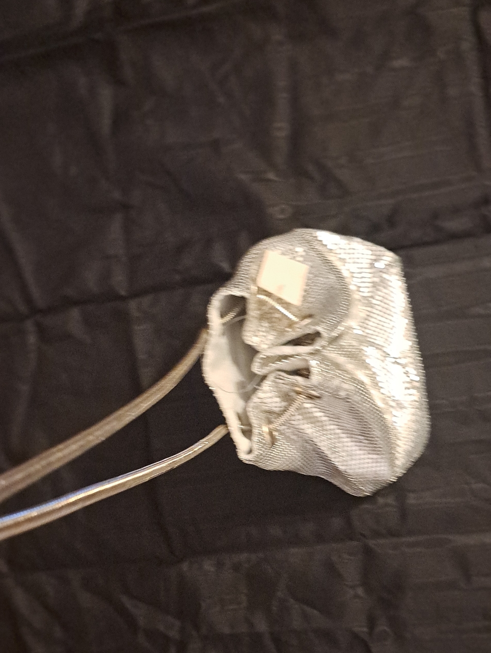 Silver Mesh Drawstring Crossbody Purse - Picture 3 of 11